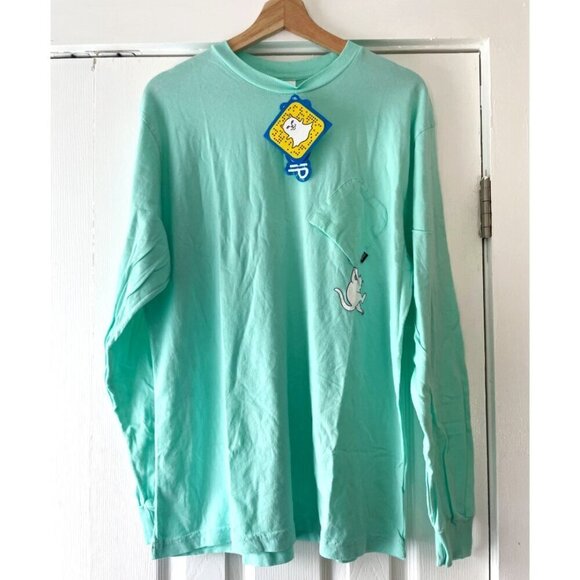 Rip and Dip NWT Long Sleeve Size Large Cat Hanging Off Pocket - Picture 1 of 8